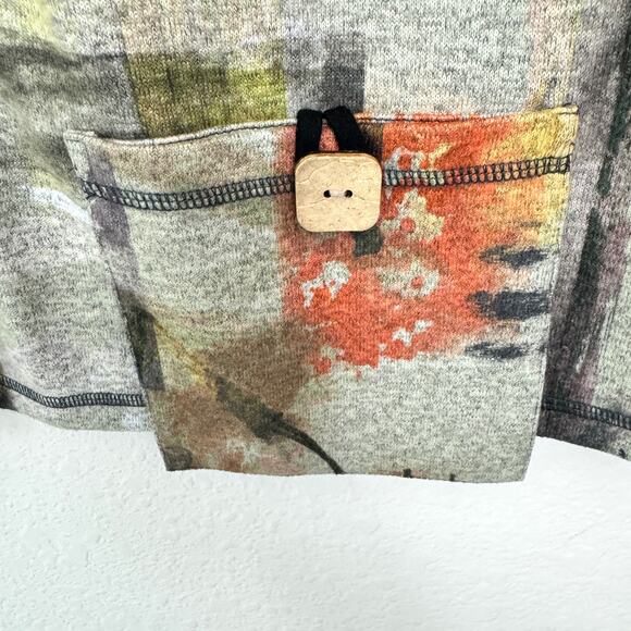 Ali Miles Womens Pullover Blouse Top Size 1X Artsy Abstract Comfy Casual Gray - Picture 4 of 7